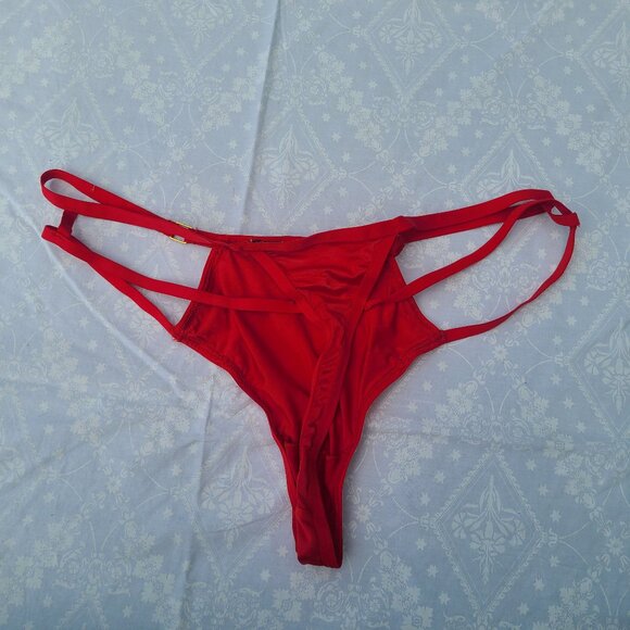 BUNDLE OF Victorias Secret Pink Hearts Thong & Red Silk & String Thong - Size L - Picture 3 of 10